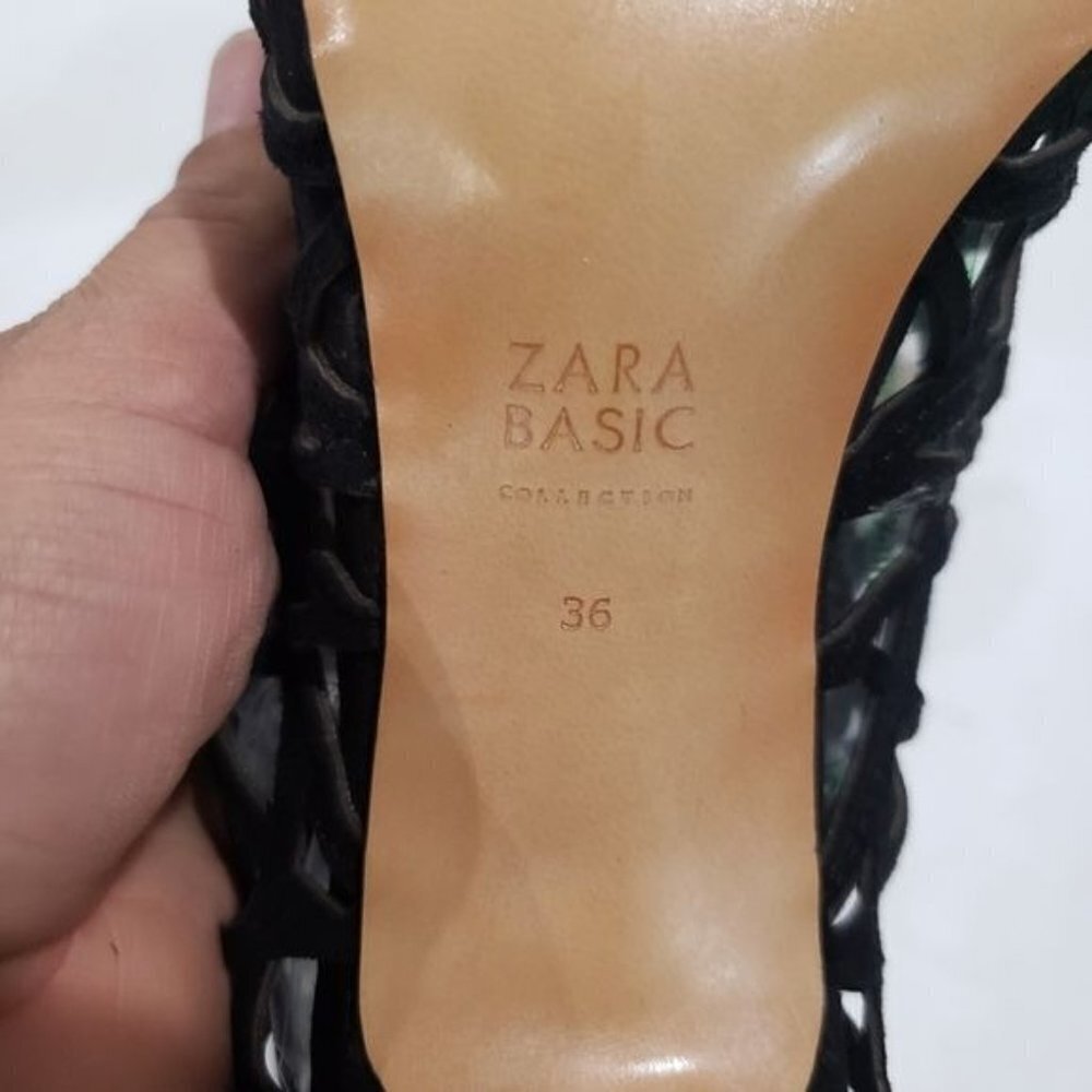 Zara Basic Collection Laser Cut Heeled Sandals Si… - image 6